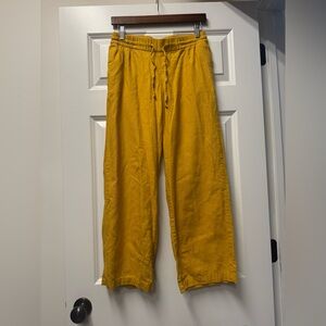Old Navy Mustard Yellow Wide-Leg Linen Drawstring Pants